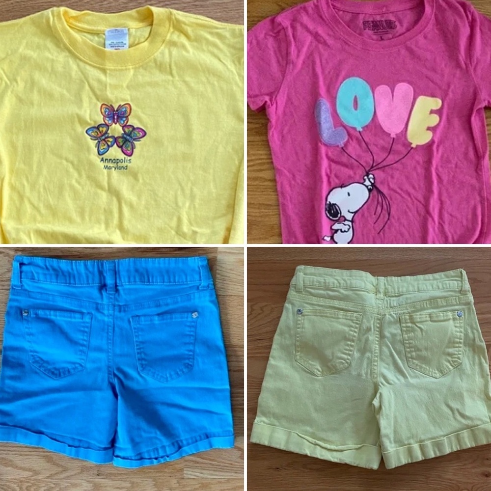 Lot of *4* Girls Pieces (2 Tops + 2 Celebrity Pink Shorts) L(14)